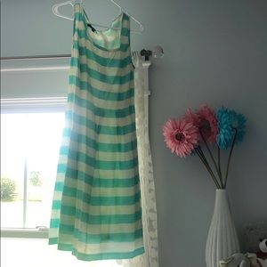 Nine West teal and off white striped dress, 14
